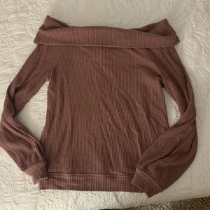 Mauve off shoulder ribbed sweater. Abercrombie. Size small, like new
